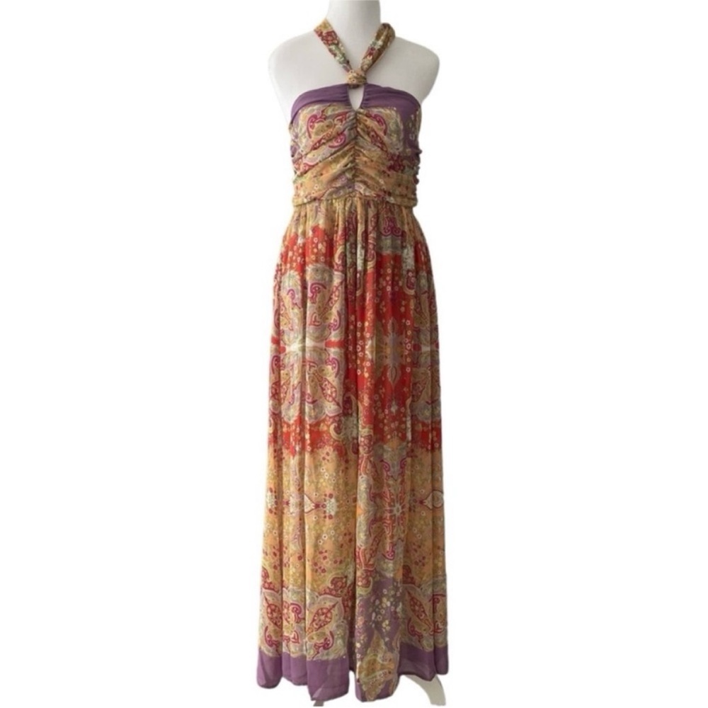 VICI Lovestitch Medford Printed Halter Maxi Dress Floral Paisley Medium